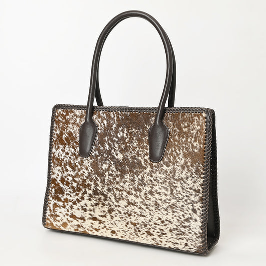 ADBGM301 Cowhide Leather Tote - Structured Western Handbag with Braided Trim