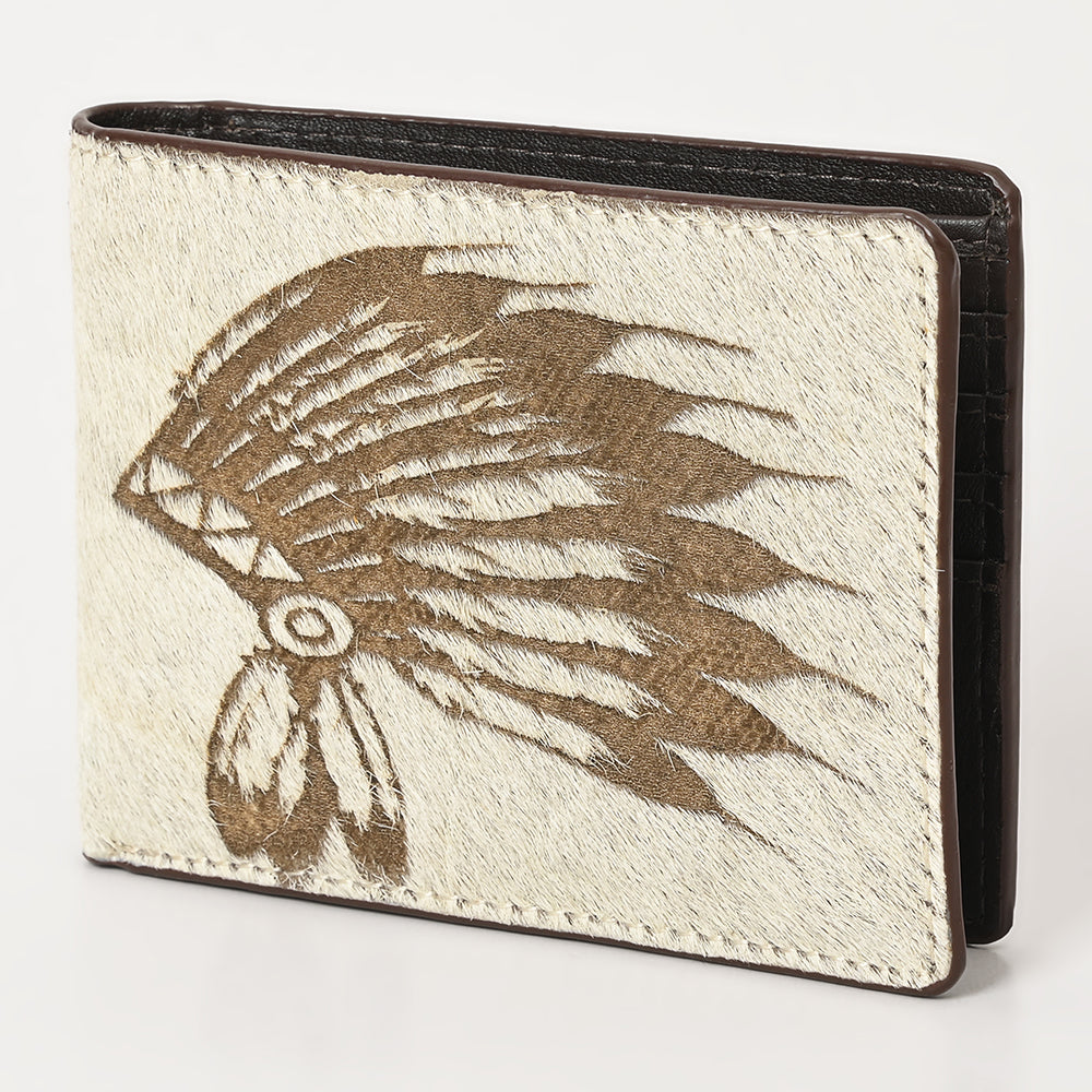 ADBGM454 Western Hair-On Leather Rodeo Wallet - Engraved Design
