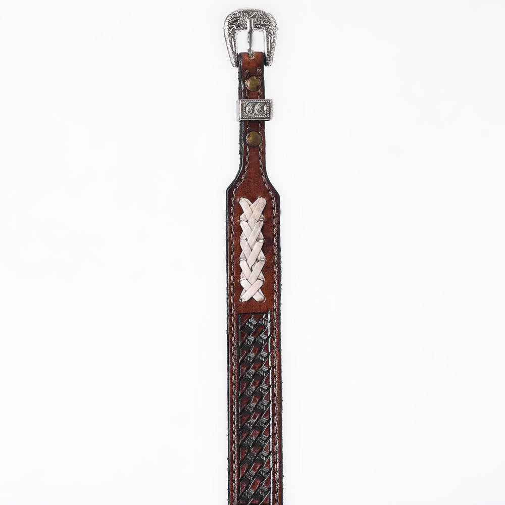 ADHTBR105 Hand tooled Genuine American Leather Hatband Unisex