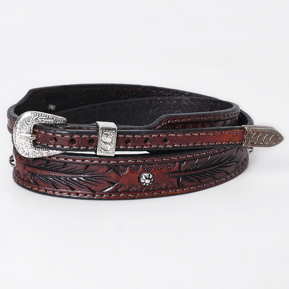 ADHTBR109 Hand tooled Genuine American Leather Hatband Unisex
