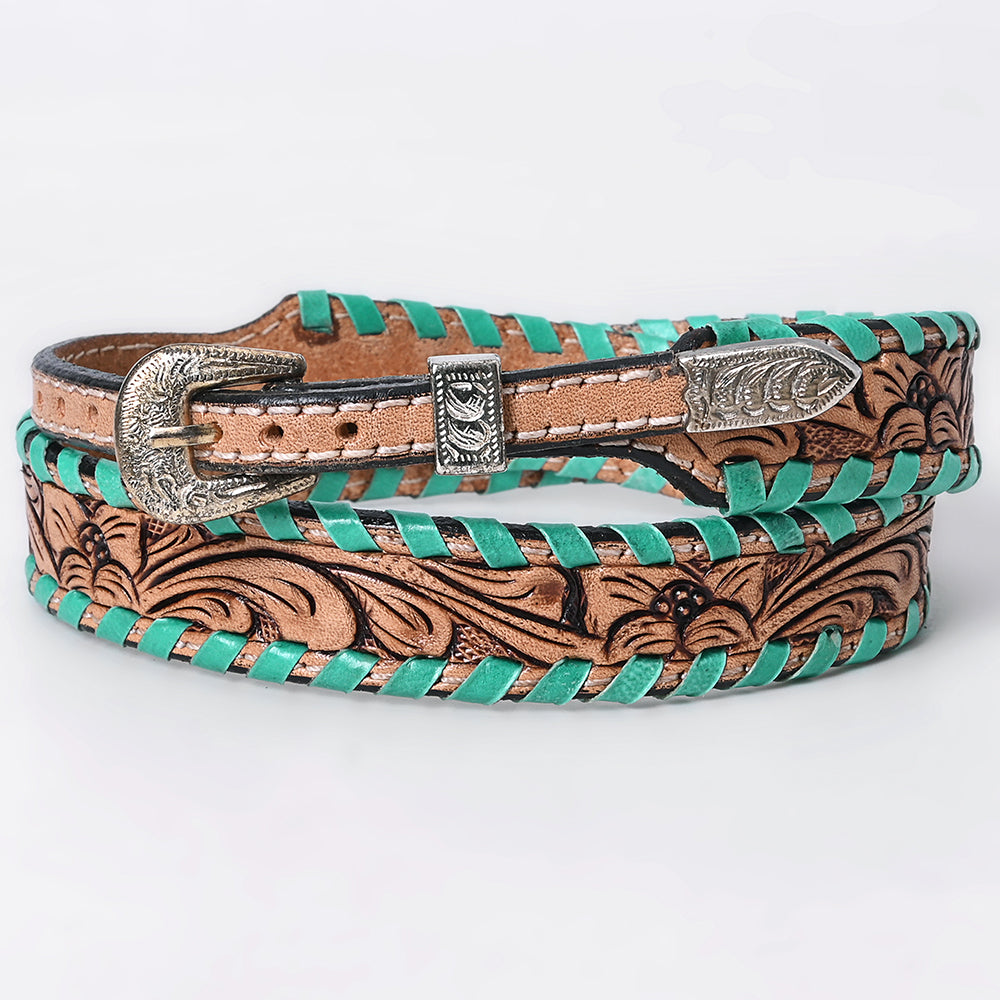 ADHTBR118 Hand tooled Genuine American Leather Hatband Unisex