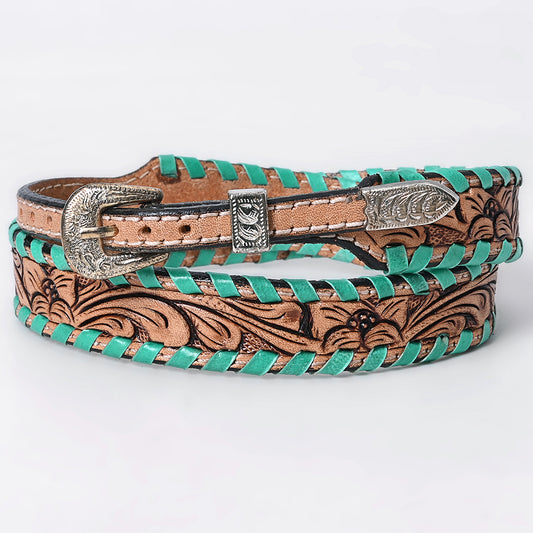 ADHTBR118 Hand tooled Genuine American Leather Hatband Unisex
