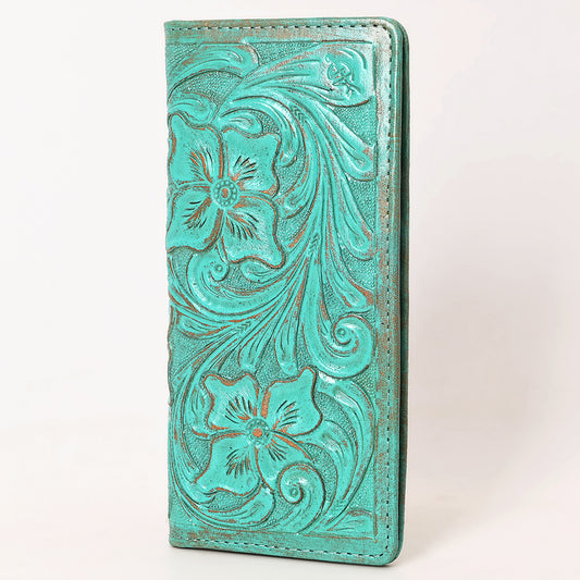 ADBG1537 American Darling Western Leather Clutch Bag with Hand-Tooled Floral Carving - Genuine Leather