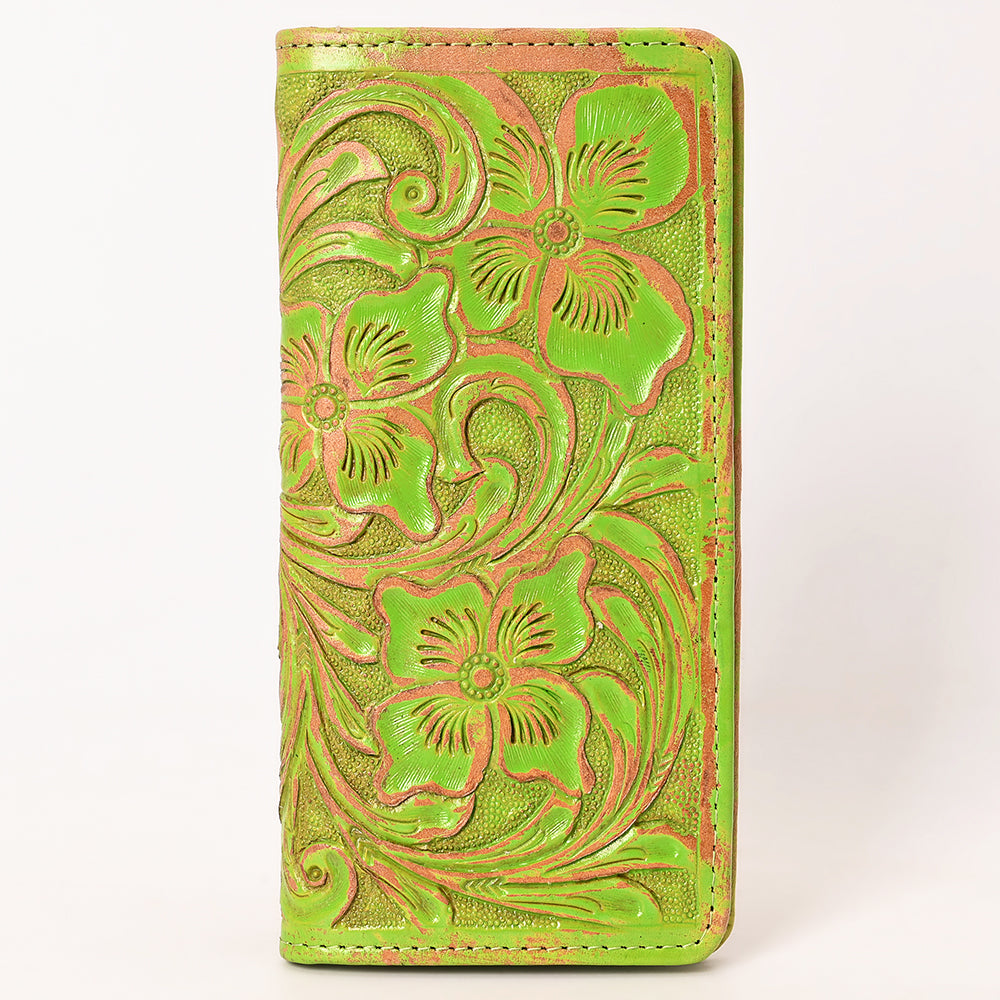 ADBG1537 American Darling Western Leather Clutch Bag with Hand-Tooled Floral Carving - Genuine Leather