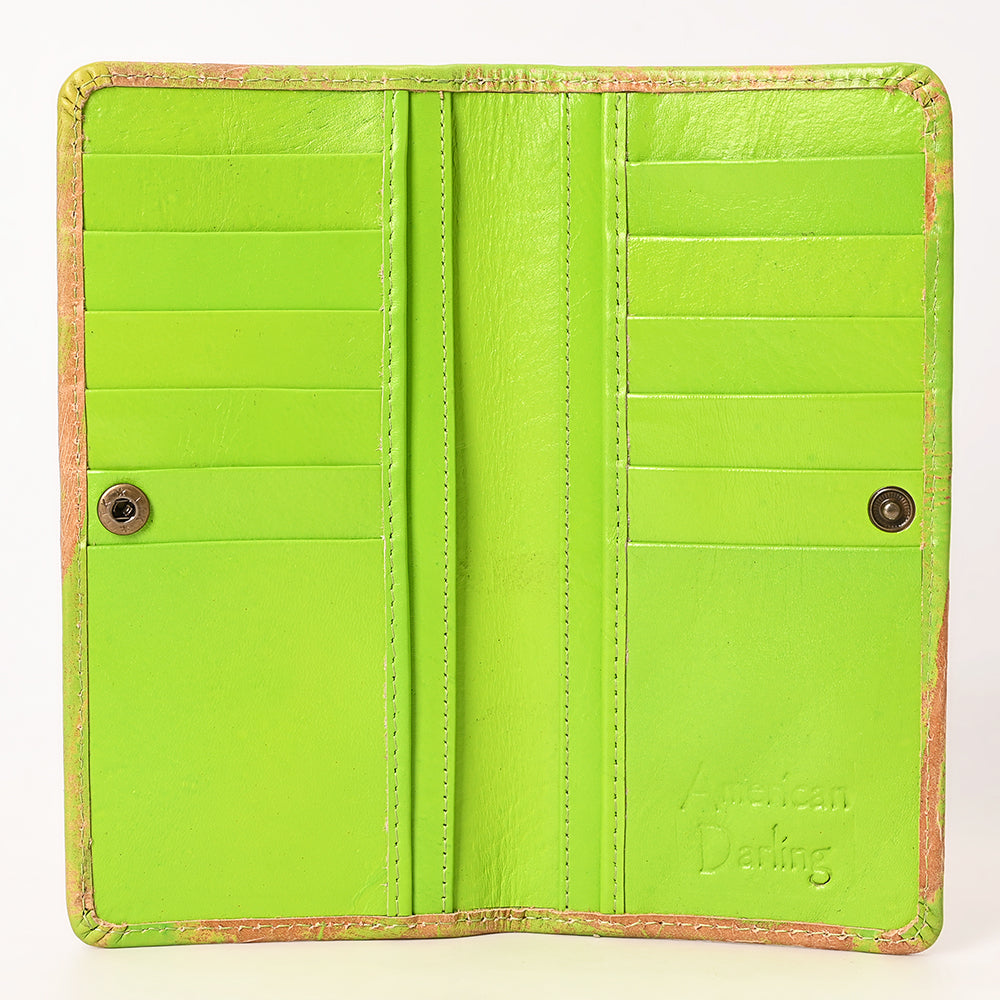 ADBG1537 American Darling Western Leather Clutch Bag with Hand-Tooled Floral Carving - Genuine Leather