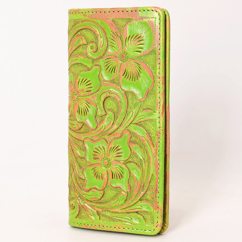 ADBG1537 American Darling Western Leather Clutch Bag with Hand-Tooled Floral Carving - Genuine Leather