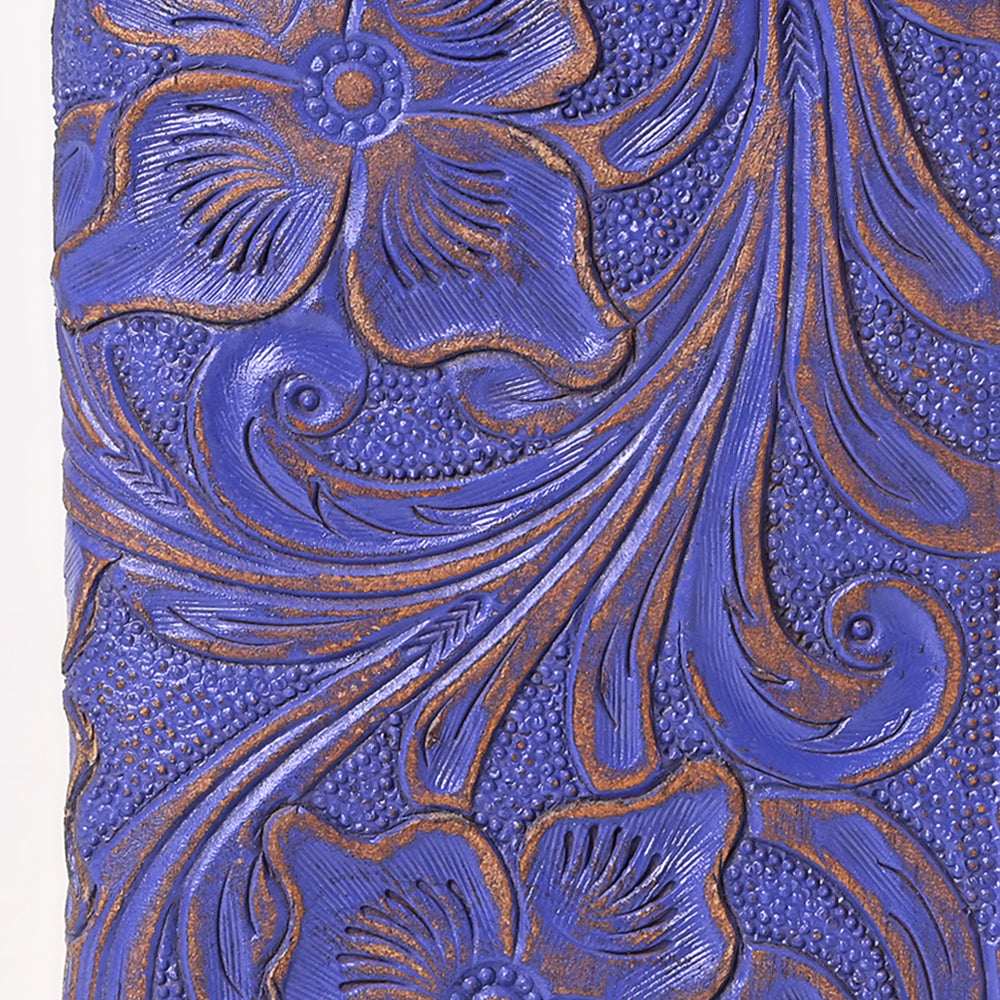 ADBG1537 American Darling Western Leather Clutch Bag with Hand-Tooled Floral Carving - Genuine Leather