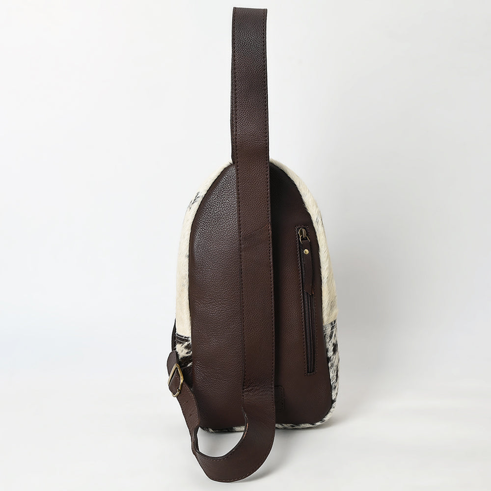 ADBGA590 Genuine Leather Sling Bag-Western Hand-Tooled Floral Crossbody Backpack for Women