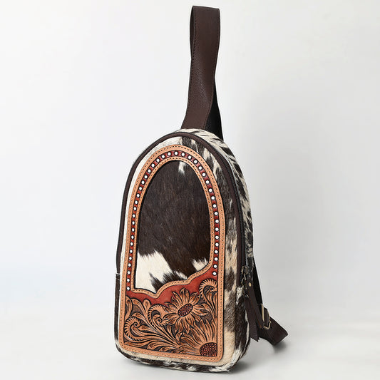 ADBGA591 Handcrafted Cowhide Leather Sling Bag-Western Floral Tooled Crossbody