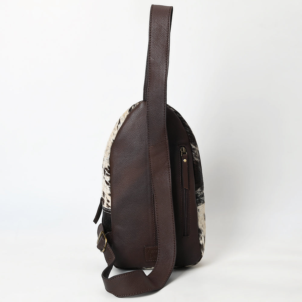 ADBGA594 Floral Hand-Tooled Leather Sling Bag-Genuine Cowhide Western Crossbody