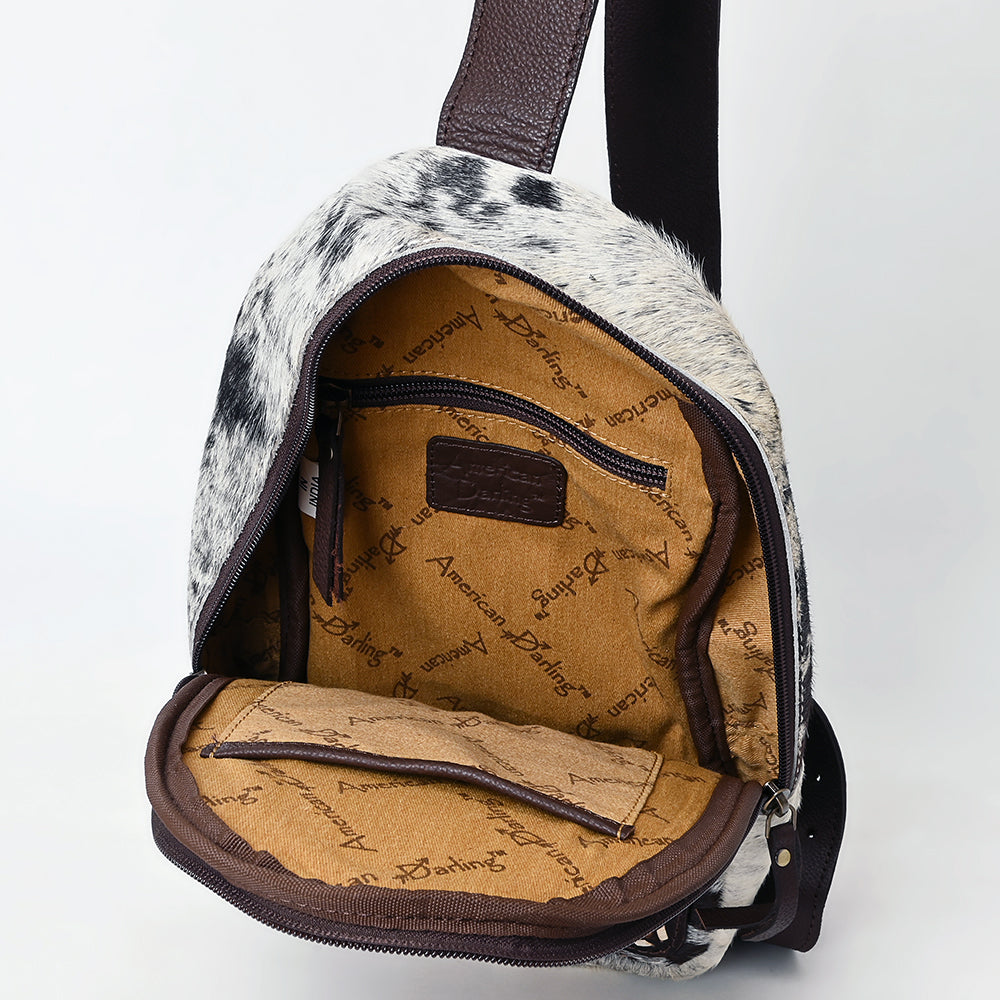 ADBGA594 Floral Hand-Tooled Leather Sling Bag-Genuine Cowhide Western Crossbody