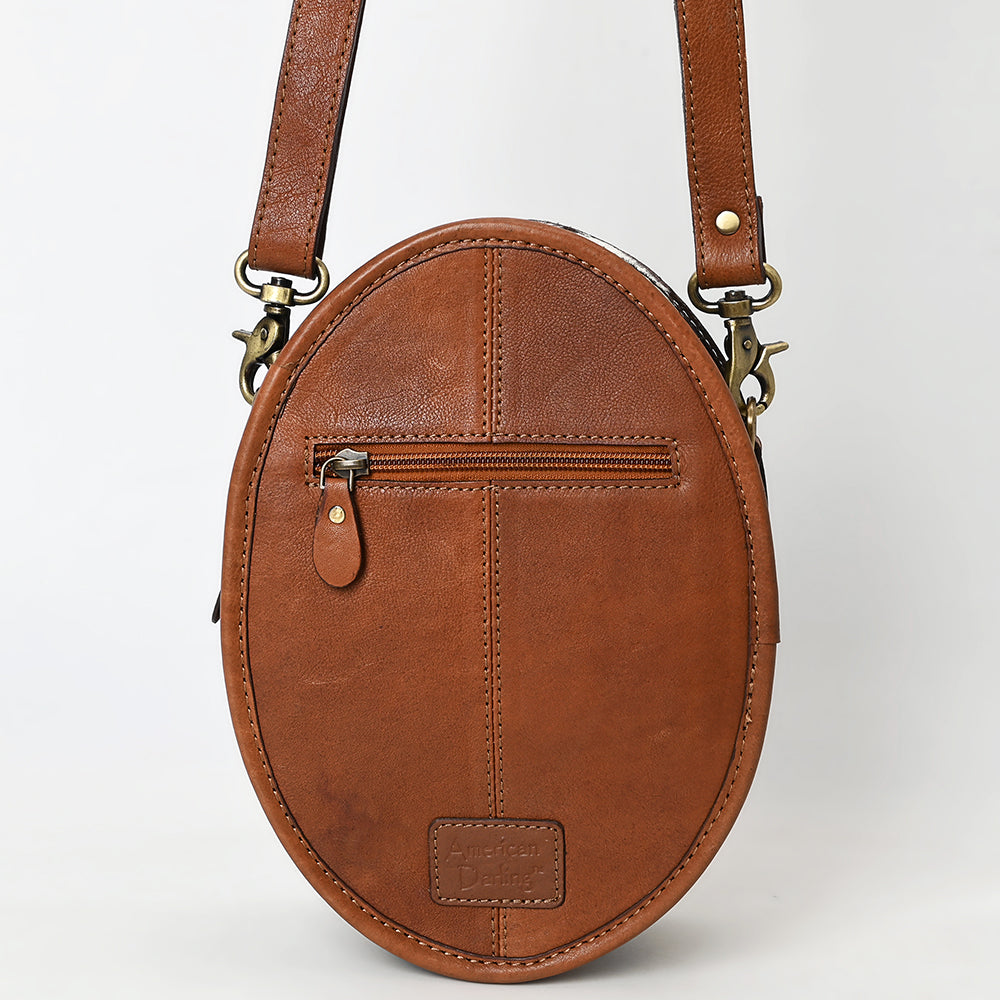 ADBGA598 Round Canteen Crossbody Bag-Hand-Tooled Genuine Western Leather