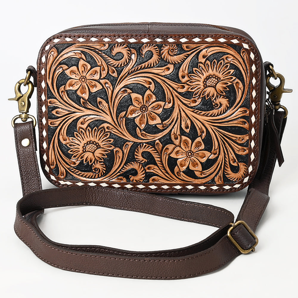 ADBGA599 American Darling Buck Stitched Floral Carved Genuine Leather Camera Bag