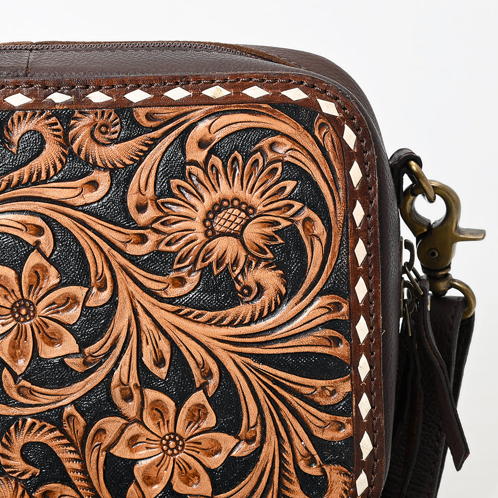 ADBGA599 Genuine Leather Floral Tooled Western Camera  Bag-Handcrafted