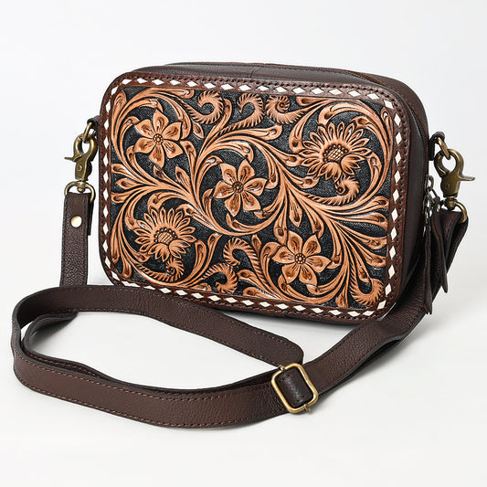 ADBGA599 Genuine Leather Floral Tooled Western Camera  Bag-Handcrafted