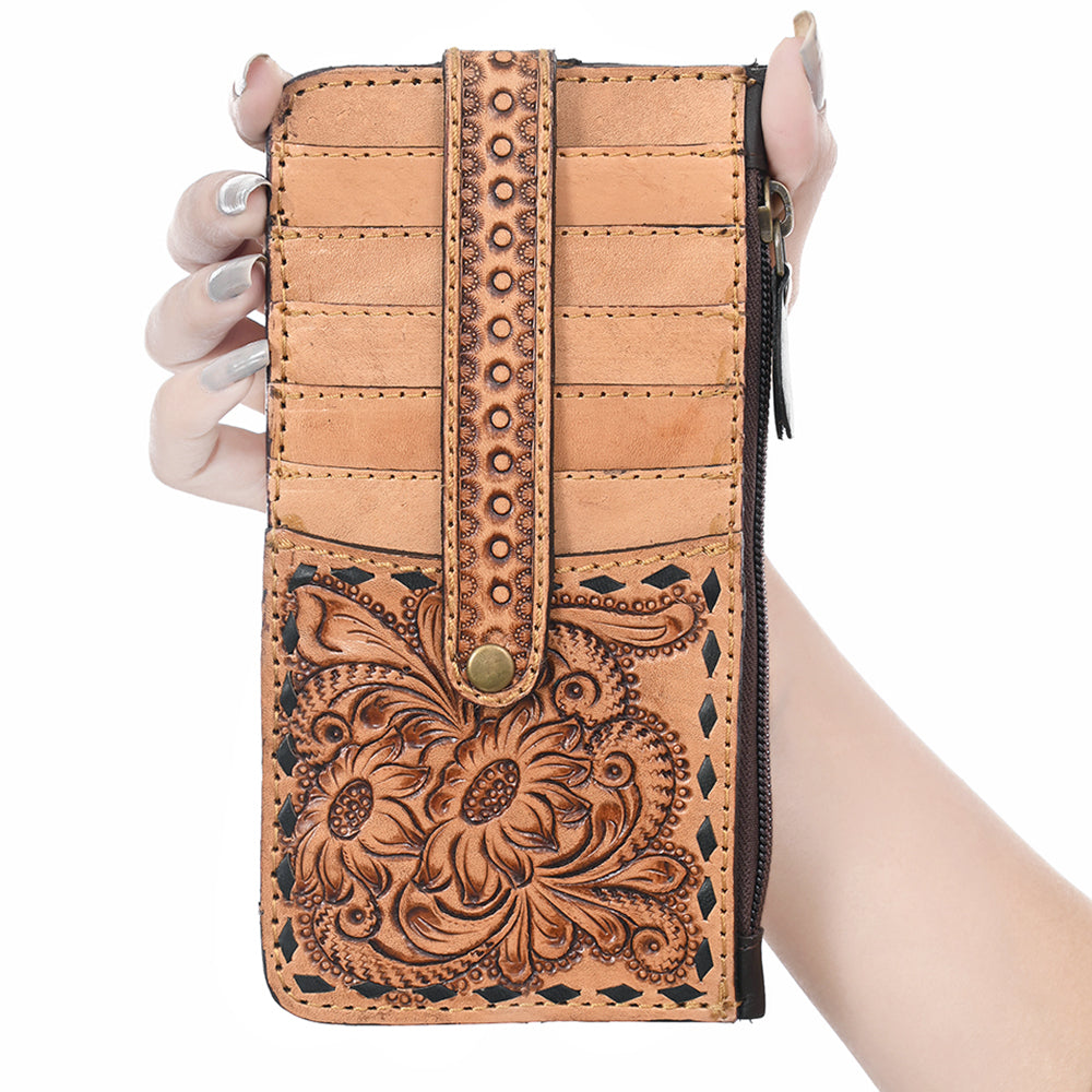 ADBGA600 Hand-Tooled Genuine Leather Western Card Holder for Women