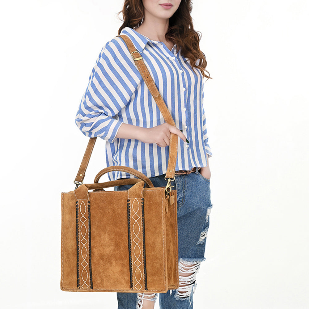 ADBGA605 Western Genuine Leather Tote Bag-Handcrafted Women's Shoulder Purse