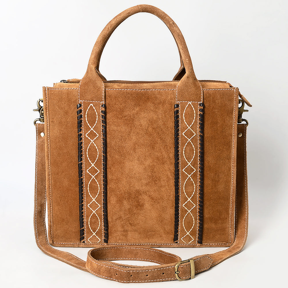 ADBGA605 American Darling Boot Stitched Braided Genuine Leather Tote Bag