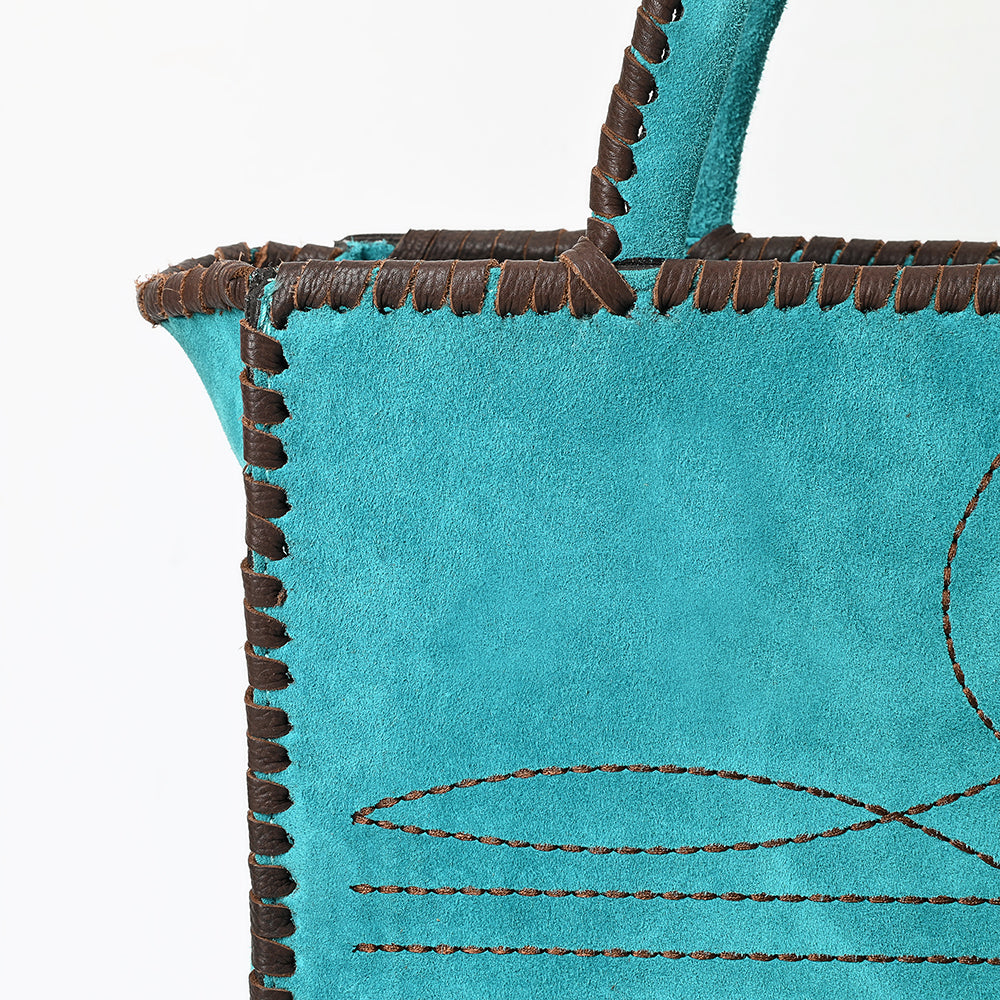 ADBGA606 Western Tote Bag-Genuine Genuine suede Leather with Whipstitch Detailing