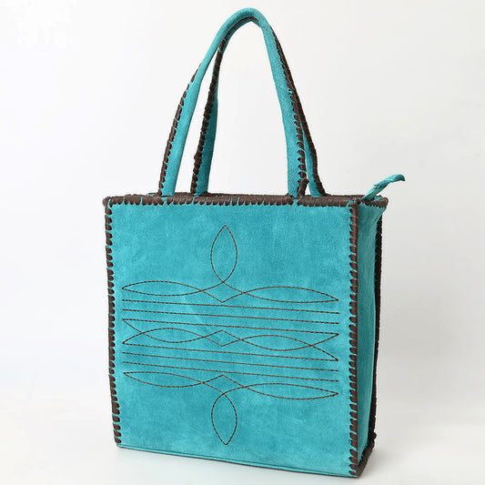 ADBGA606 Western Tote Bag-Genuine Genuine suede Leather with Whipstitch Detailing