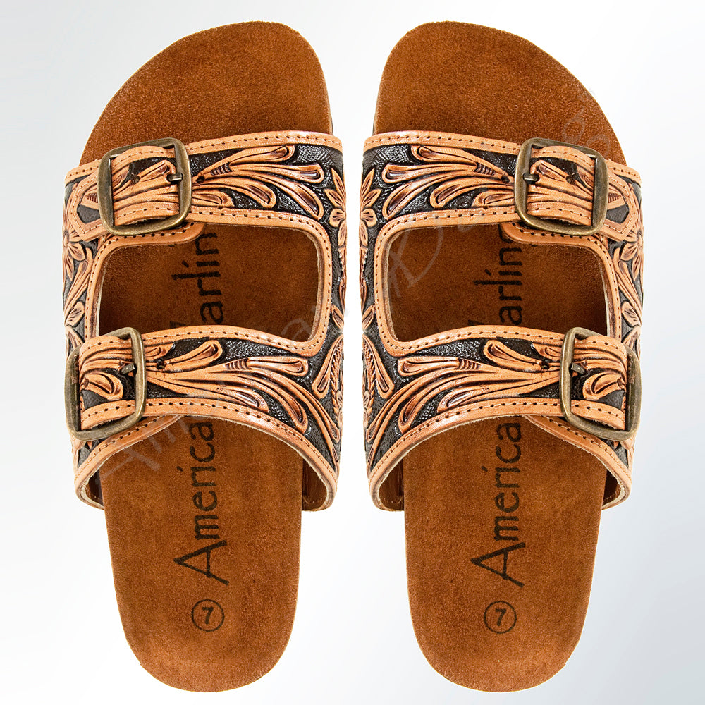 LC-ADFTE103 Carved Genuine leather sandal footwear flip flop