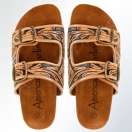 LC-ADFTE103 Carved Genuine leather sandal footwear flip flop