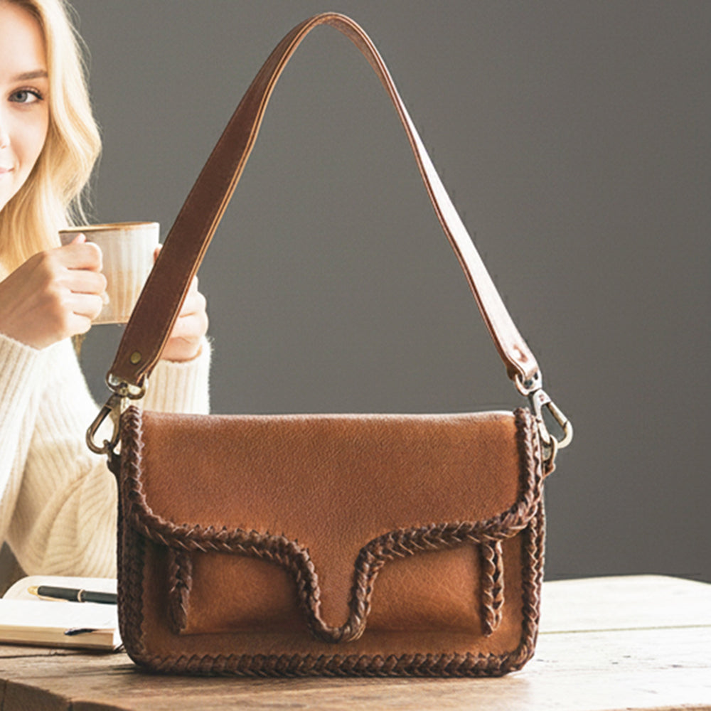 ADBGM405B Mini Leather Shoulder Bag with Braided Trim - American Darling