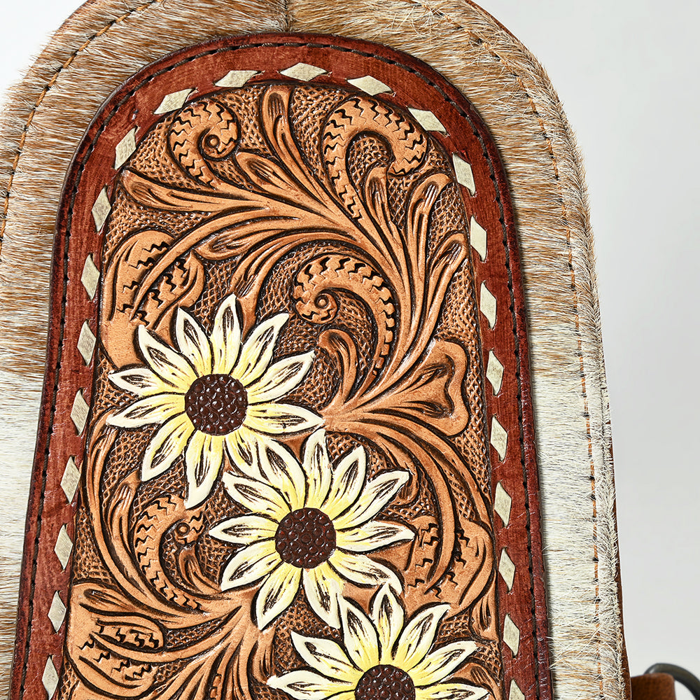 ADBG1543 American Darling Handcrafted Western Leather Sling Bag with Hair-On Cowhide & Hand-Tooled Details