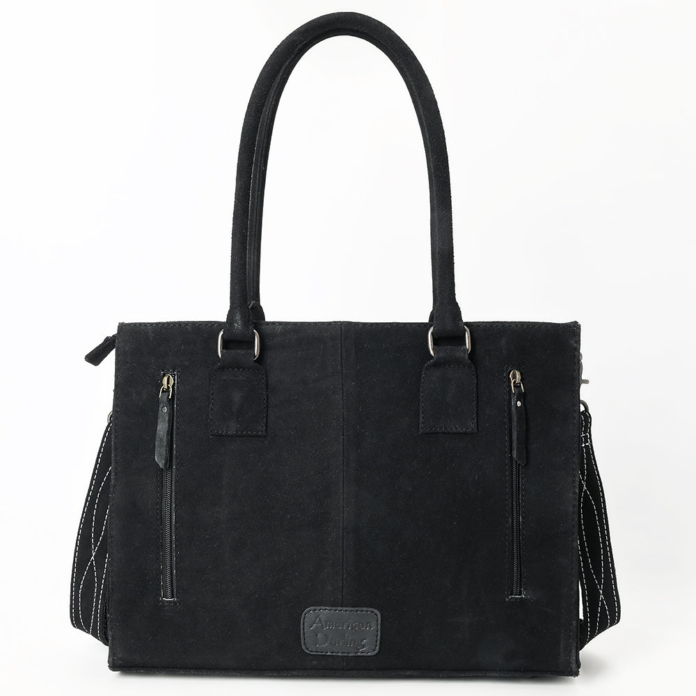 ADBG1553 American Darling Western Genuine Suede Leather Tote Bag with Buck Stitching - Handcrafted Everyday Tote