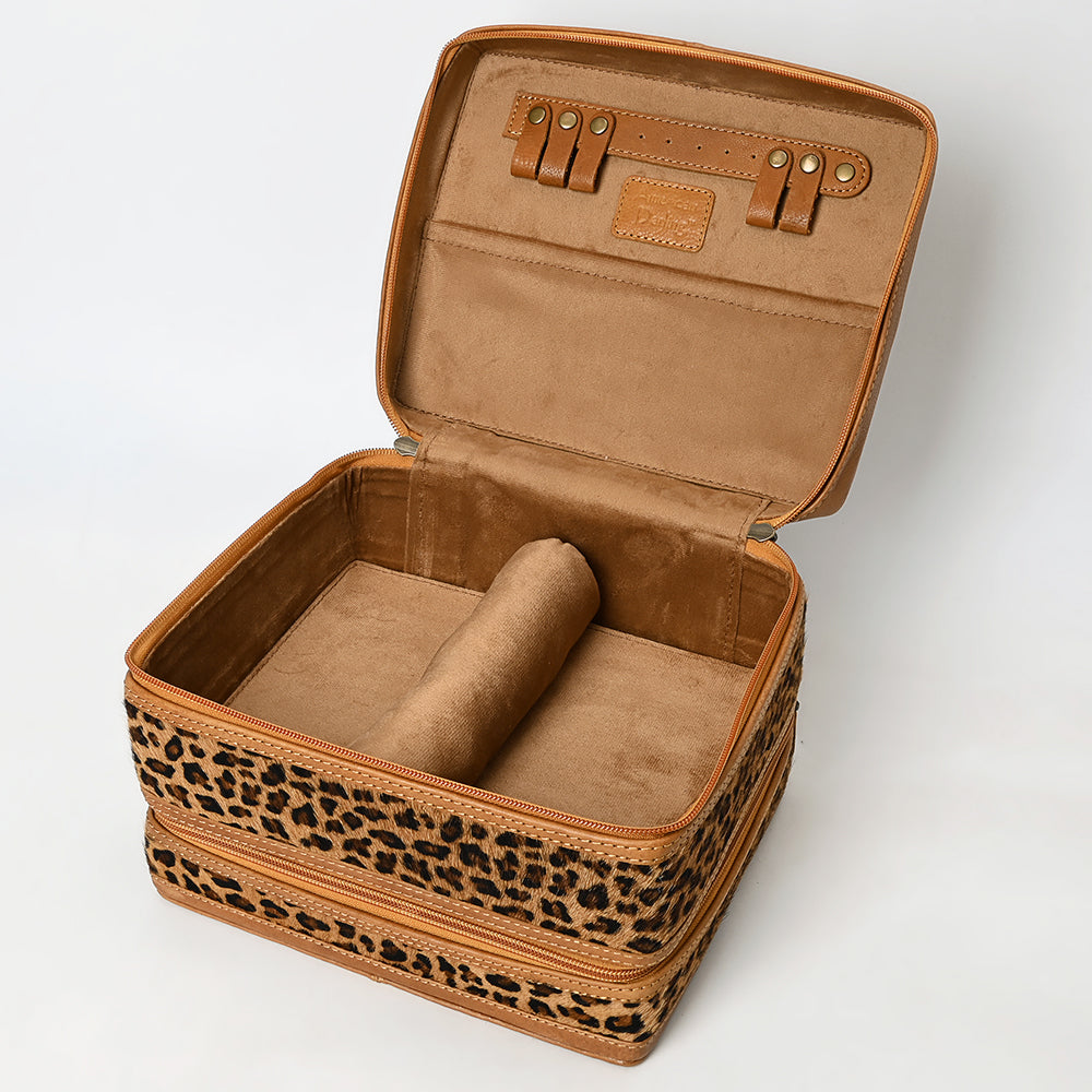 ADBGA454 American Darling Double-Layer Tooled Leather Cowhide Jewelry Case Western Vanity Organizer