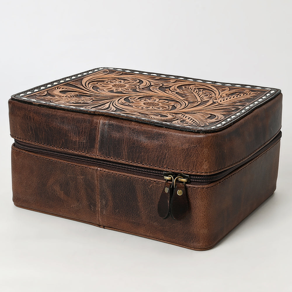 ADBGA573 Tooled Leather Jewelry Case Genuine Western Cowgirl Organizer