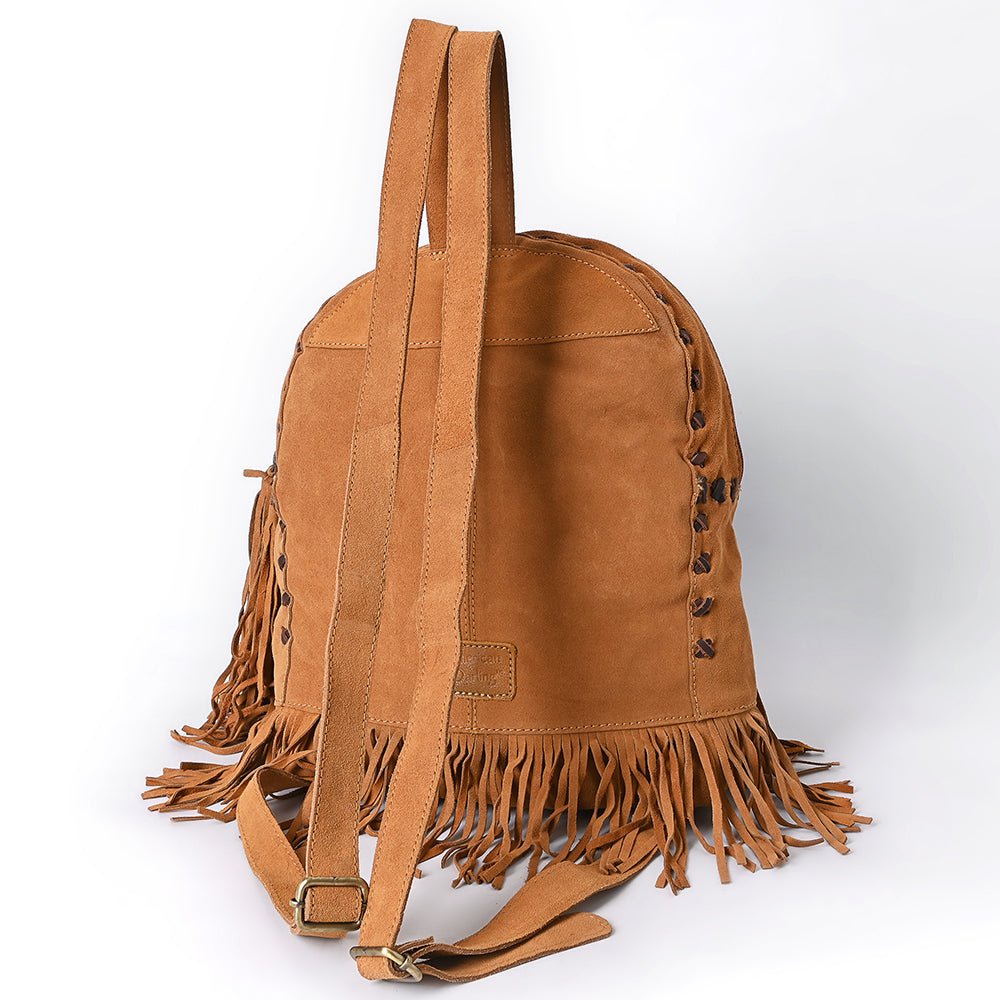 ADBGA616 American Darling Hand Tooled Floral Carved Genuine Leather Fringe Backpack