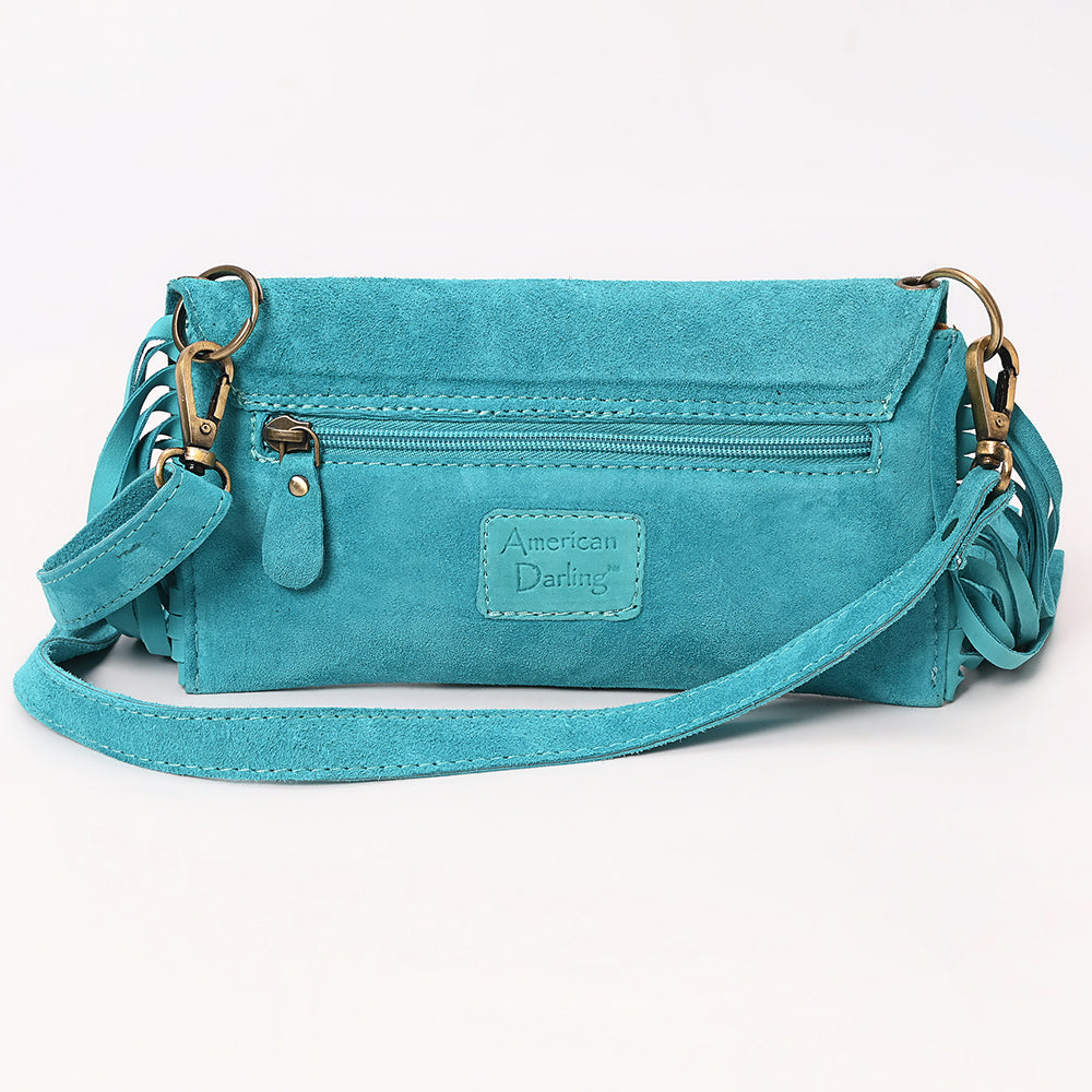 ADBGA618 Tooled Leather Crossbody Bag with Fringe-Genuine Western Cowgirl Purse