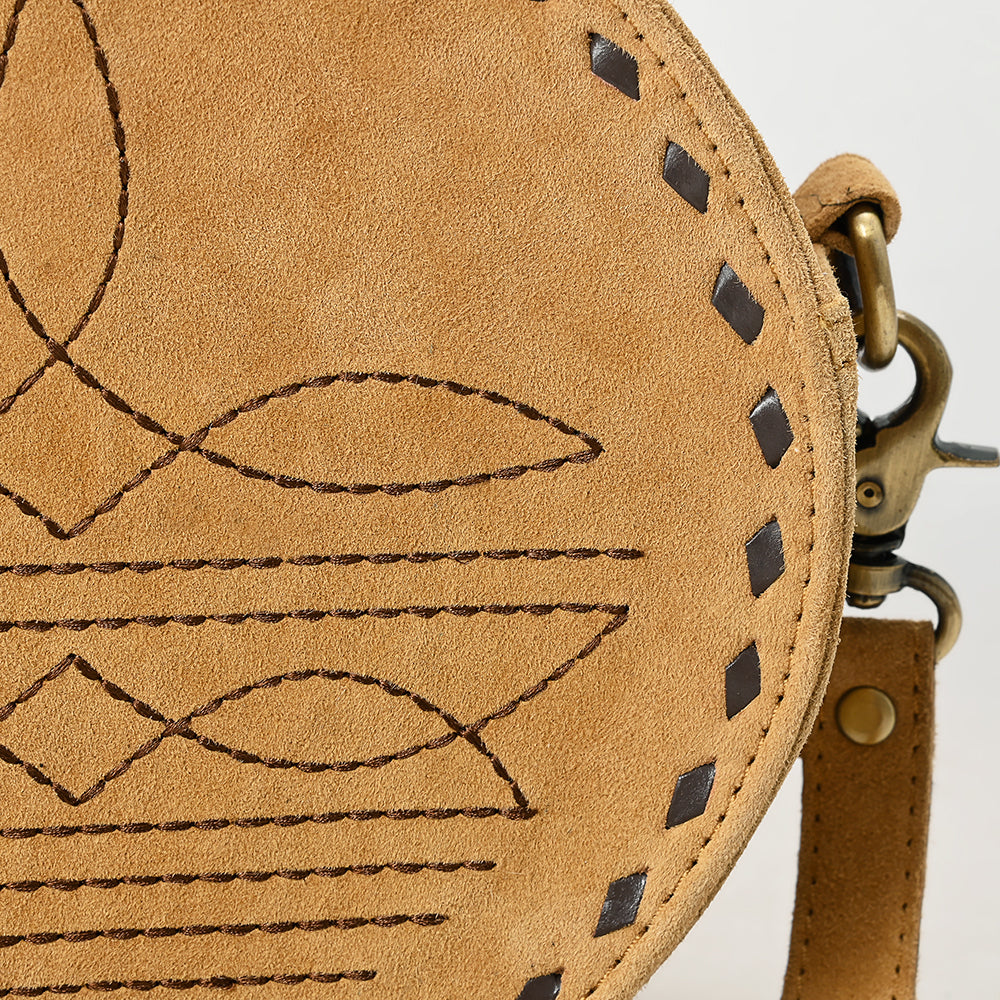 ADBGA620 Genuine Leather Western Canteen Bag-Round Crossbody for Women