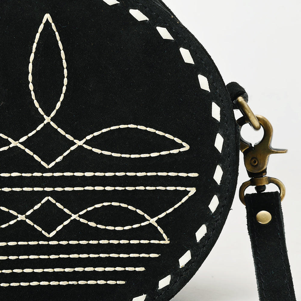 ADBGA620 Genuine Leather Western Canteen Bag-Round Crossbody for Women