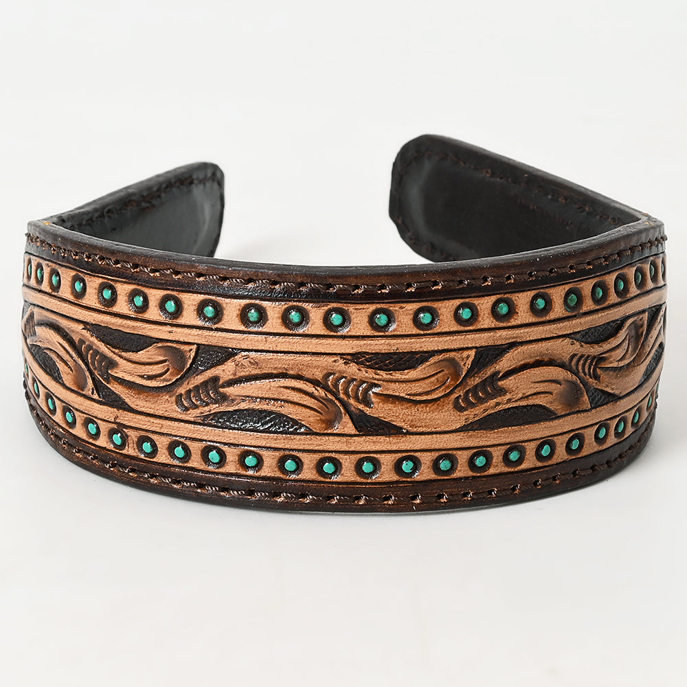 ADABA102 American Darling Hand-Tooled Western Leather Floral Carved Hair Band.