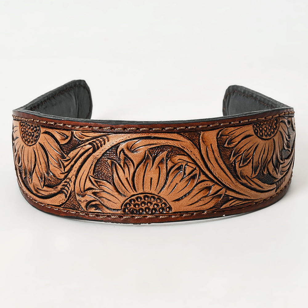 ADABA103 American Darling Hand-Tooled Western Leather Floral Carved Hair Band