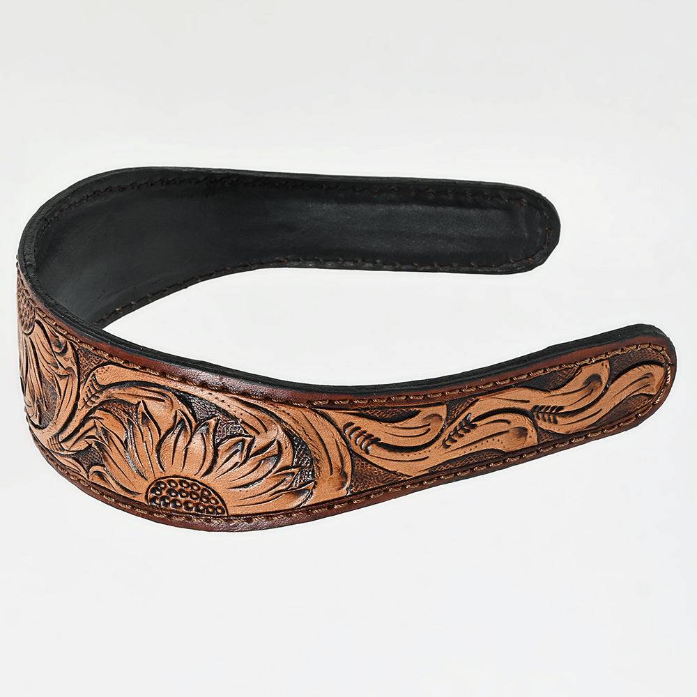 ADABA103 American Darling Hand-Tooled Western Leather Floral Carved Hair Band