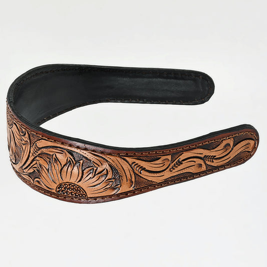 ADABA103 American Darling Hand-Tooled Western Leather Floral Carved Hair Band