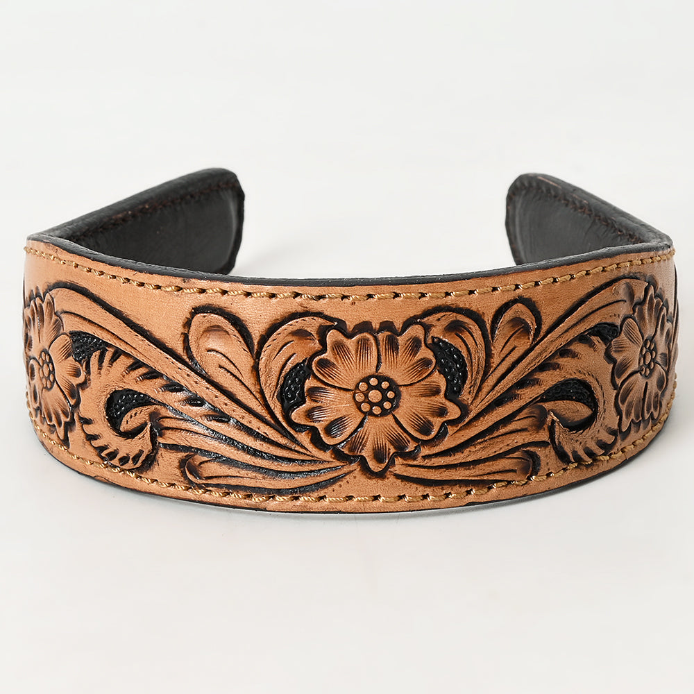 ADABA104 American Darling Hand-Tooled Western Leather Floral Carved Hair Band