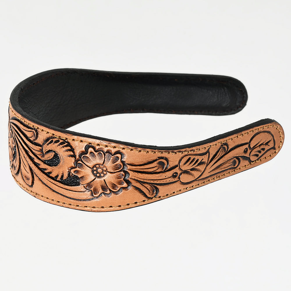 ADABA104 American Darling Western Leather Floral Carved Hair Band