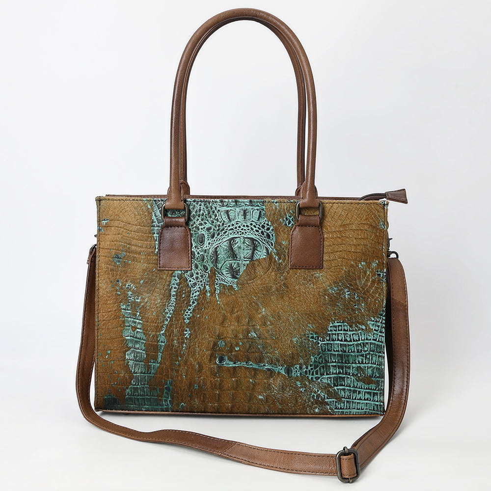 ADBG1561 American Darling Western Genuine Leather Crocodile Embossed Tote Bag -