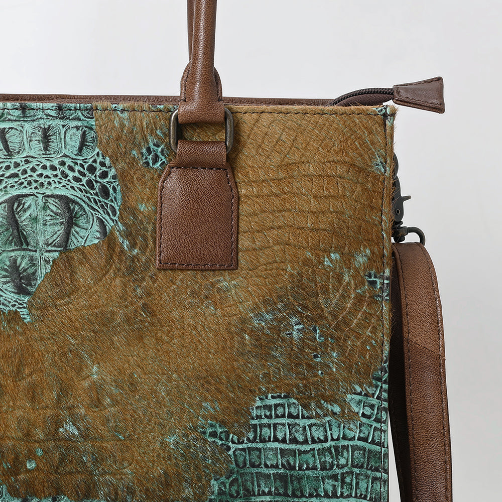 ADBG1561 American Darling Western Genuine Leather Crocodile Embossed Tote Bag -