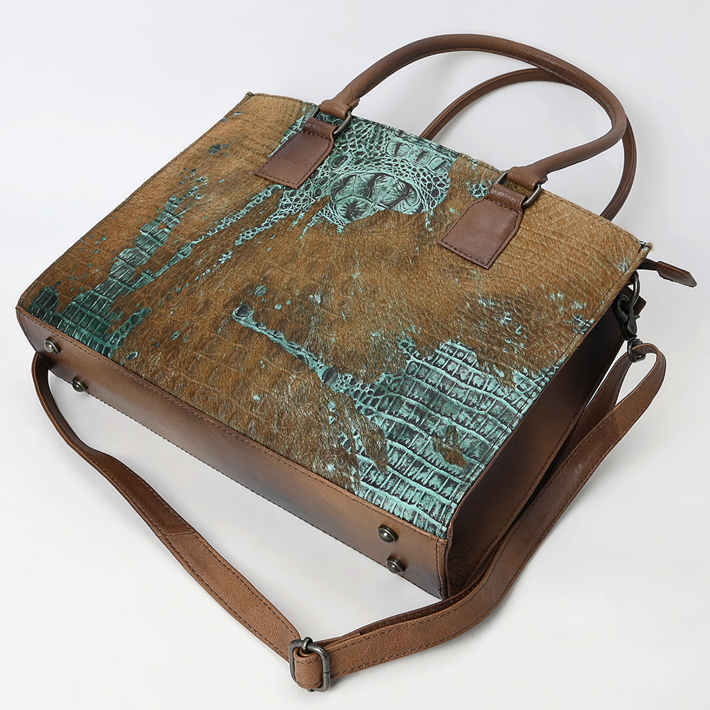 ADBG1561 American Darling Western Genuine Leather Crocodile Embossed Tote Bag -