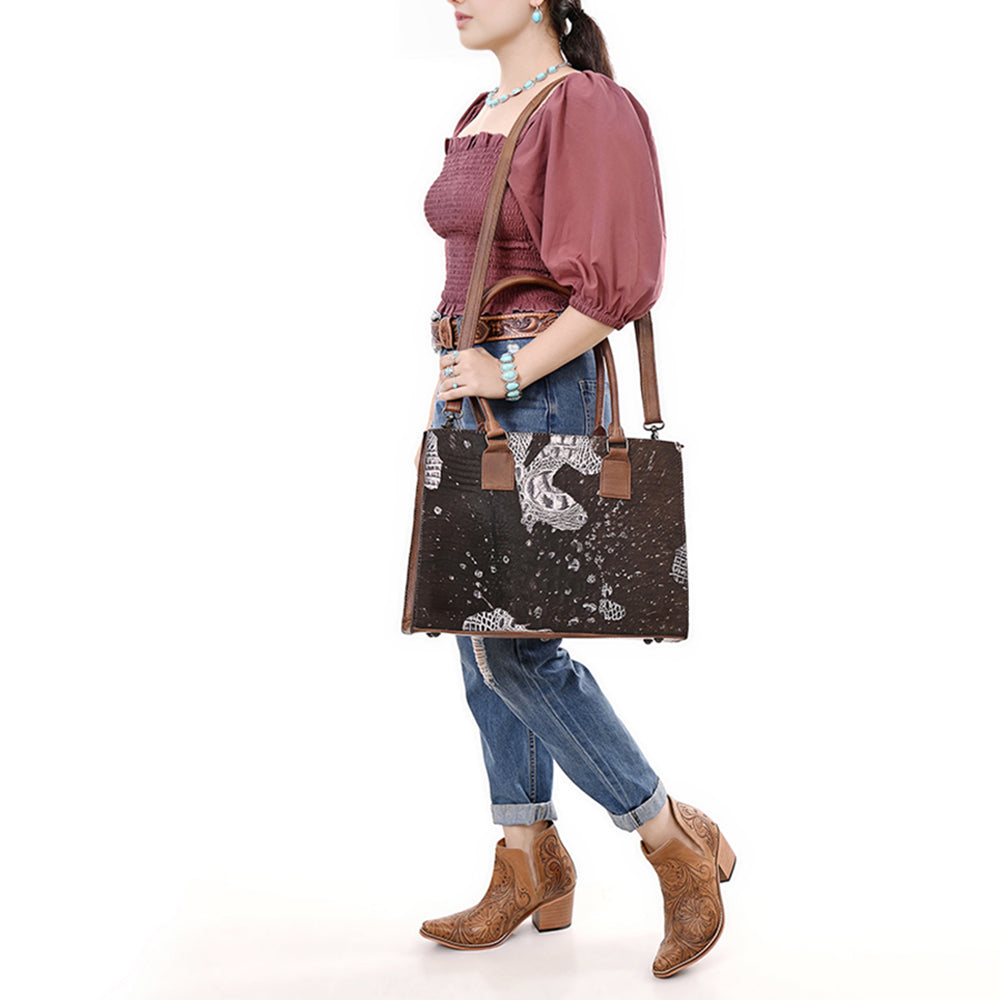 ADBG1561 American Darling Western Genuine Leather Crocodile Embossed Tote Bag -