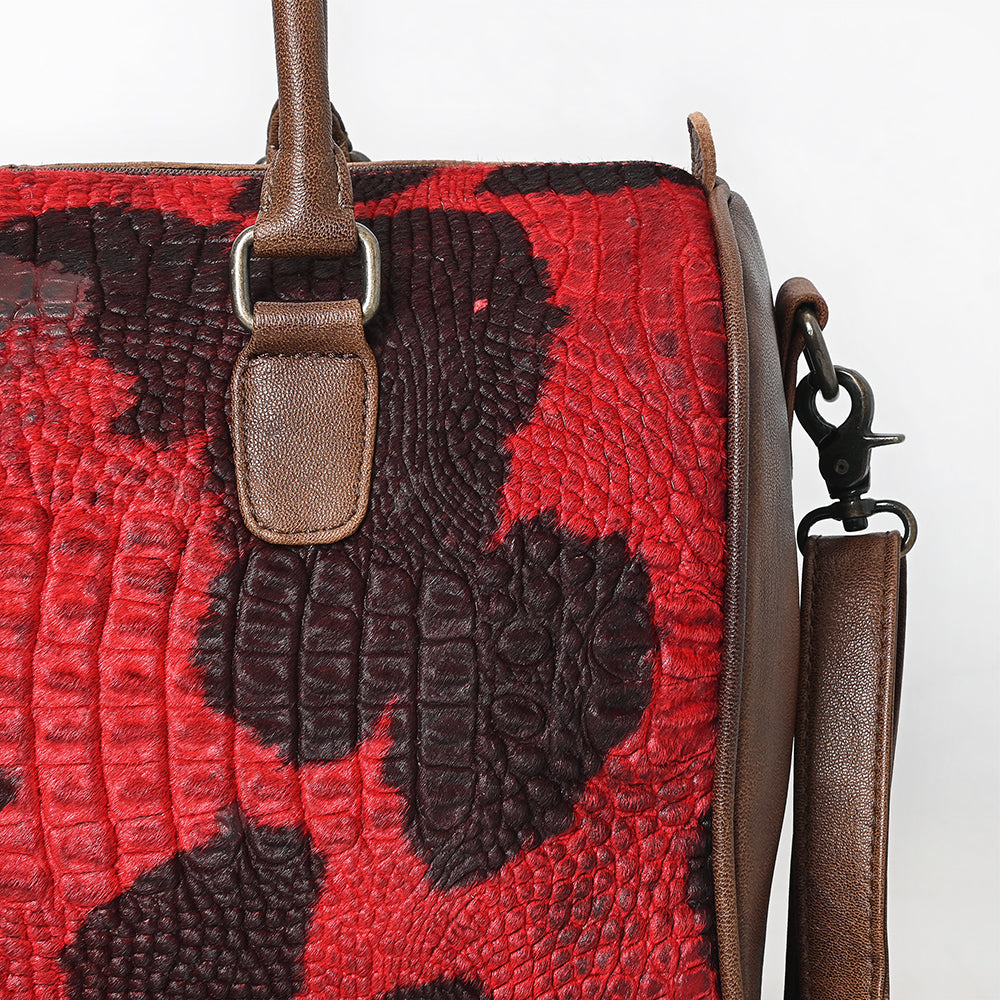 ADBG1562 American Darling Western Leather Crocodile Embossed Speedy Bag - Premium Genuine Leather Travel Duffel Bag