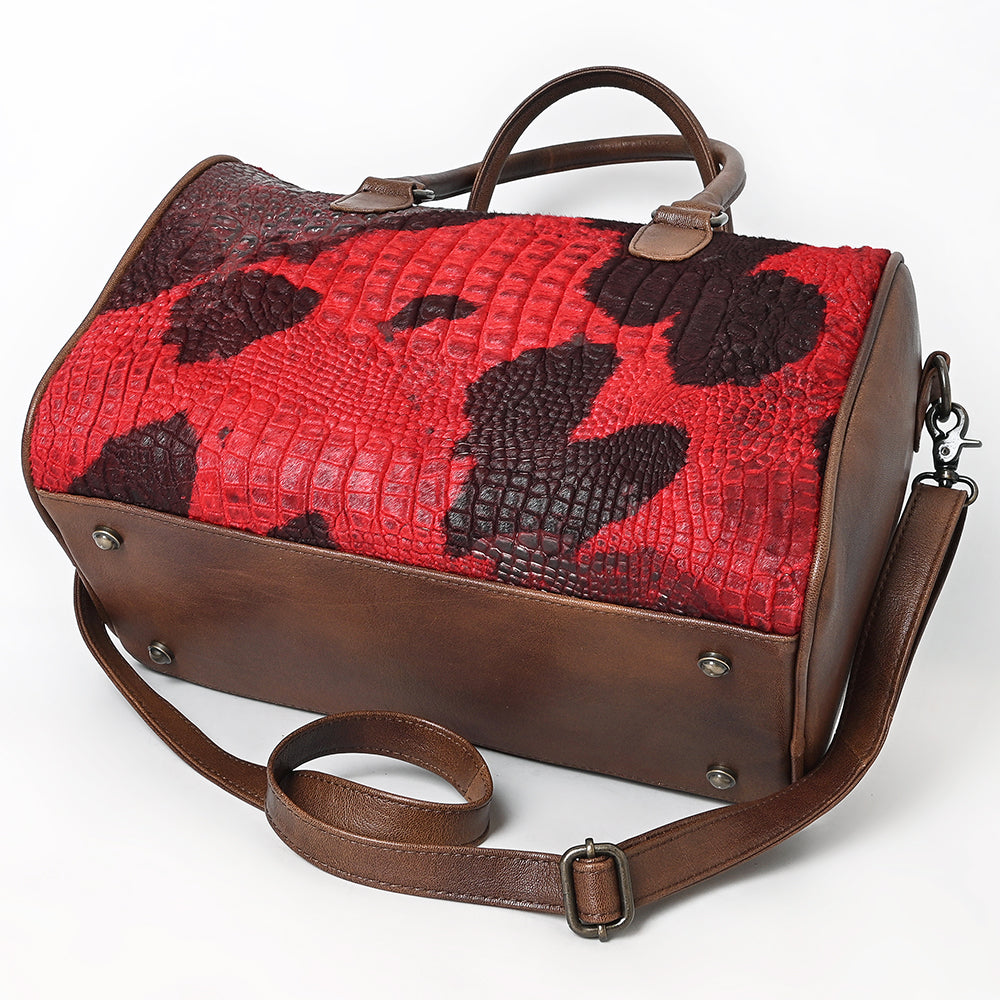 ADBG1562 American Darling Western Leather Crocodile Embossed Speedy Bag - Premium Genuine Leather Travel Duffel Bag