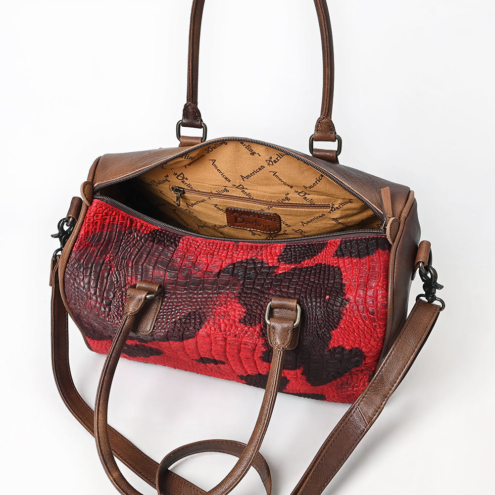 ADBG1562 American Darling Western Leather Crocodile Embossed Speedy Bag - Premium Genuine Leather Travel Duffel Bag