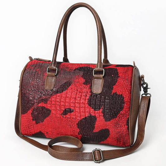 ADBG1562 American Darling Western Leather Crocodile Embossed Speedy Bag - Premium Genuine Leather Travel Duffel Bag