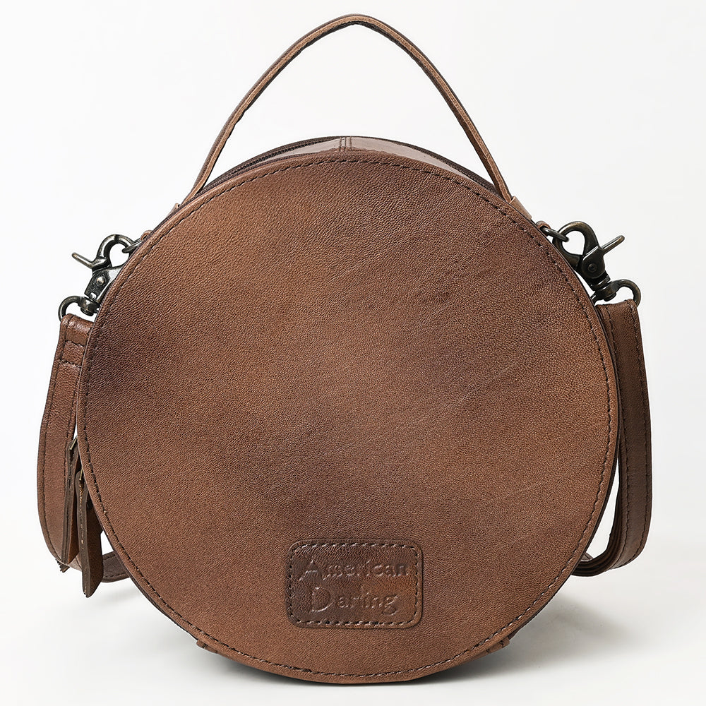 ADBG1563 American Darling Western Genuine Leather Canteen Bag | Crocodile Embossed Round Crossbody